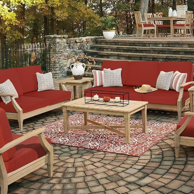 Alt view image 6 of 6 - 24 x 24 Inch Outdoor Deep Seat Cushion Set, Red
