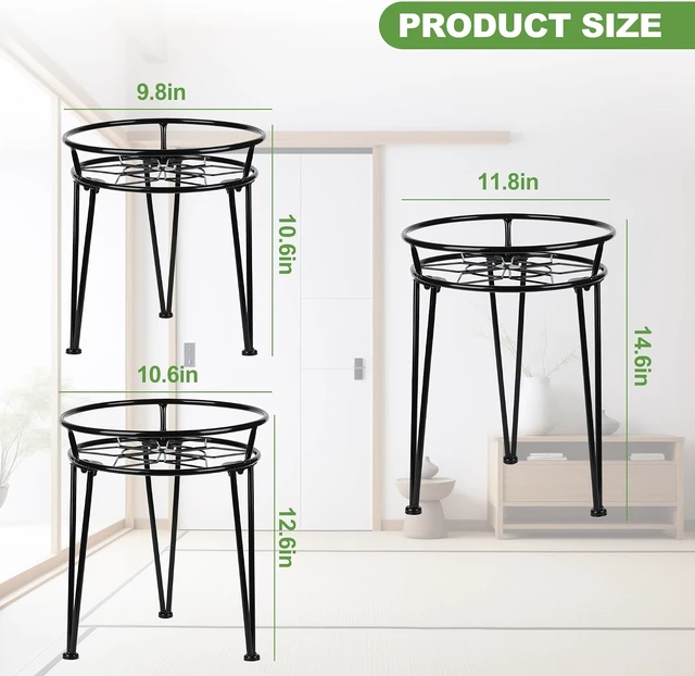 Alt view image 2 of 7 - Rustproof Metal Plant Stand for Indoor & Outdoor, Urban Rustic Flower Pot Stand for Living Room, Balcony & Garden (3PCS, Black)