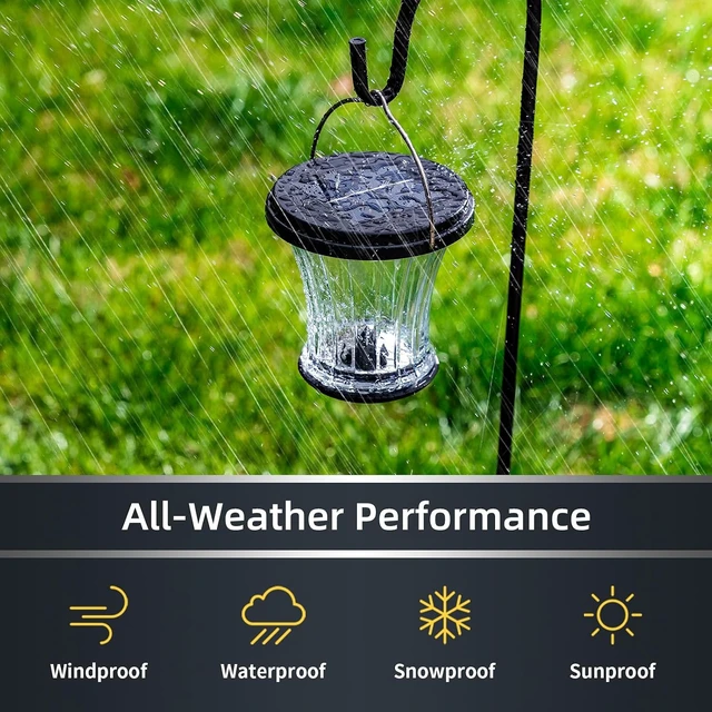 Alt view image 5 of 6 - Waterproof Glass Solar Lantern with Modular Design, 3000K LED Hanging/Table Lamp with Auto On/Off for Garden, Patio, Yard, Fence & Wall, Warm White (4 Pack)