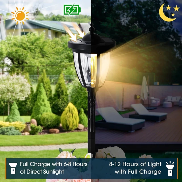 Alt view image 4 of 7 - Kambria Multi-Function 2-Piece Solar Light Set with Posts, Ground Stakes, Planters & Wall Mount Hardware for Patio, Porch, Deck & Yard