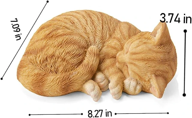 Alt view image 2 of 6 - 8.27 L Sleeping Orange Tabby Cat Garden Statue, Realistic Resin Sculpture, Pet Memorial Stone & Kitty Figurine for Indoor/Outdoor Home Decor