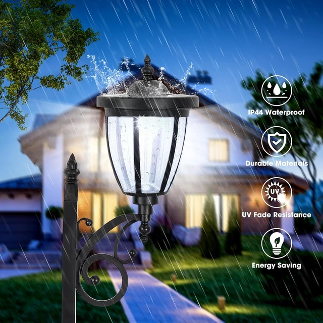 Alt view image 5 of 7 - Kambria Multi-Function 2-Piece Solar Light Set with Posts, Ground Stakes, Planters & Wall Mount Hardware for Patio, Porch, Deck & Yard