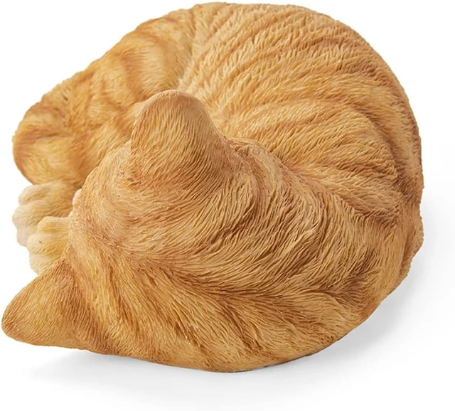 Alt view image 3 of 6 - 8.27 L Sleeping Orange Tabby Cat Garden Statue, Realistic Resin Sculpture, Pet Memorial Stone & Kitty Figurine for Indoor/Outdoor Home Decor