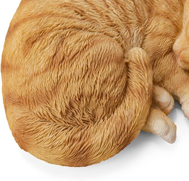 Alt view image 4 of 6 - 8.27 L Sleeping Orange Tabby Cat Garden Statue, Realistic Resin Sculpture, Pet Memorial Stone & Kitty Figurine for Indoor/Outdoor Home Decor