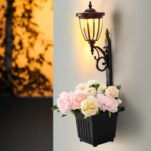 Alt view image 7 of 7 - Kambria Multi-Function 2-Piece Solar Light Set with Posts, Ground Stakes, Planters & Wall Mount Hardware for Patio, Porch, Deck & Yard