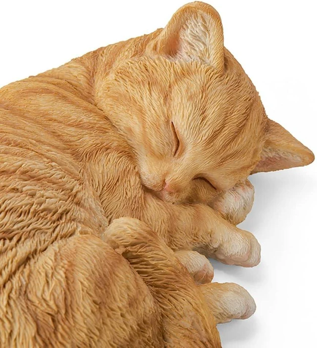 Alt view image 6 of 6 - 8.27 L Sleeping Orange Tabby Cat Garden Statue, Realistic Resin Sculpture, Pet Memorial Stone & Kitty Figurine for Indoor/Outdoor Home Decor