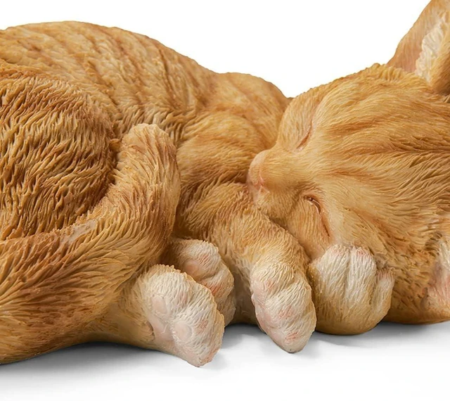 Alt view image 5 of 6 - 8.27 L Sleeping Orange Tabby Cat Garden Statue, Realistic Resin Sculpture, Pet Memorial Stone & Kitty Figurine for Indoor/Outdoor Home Decor