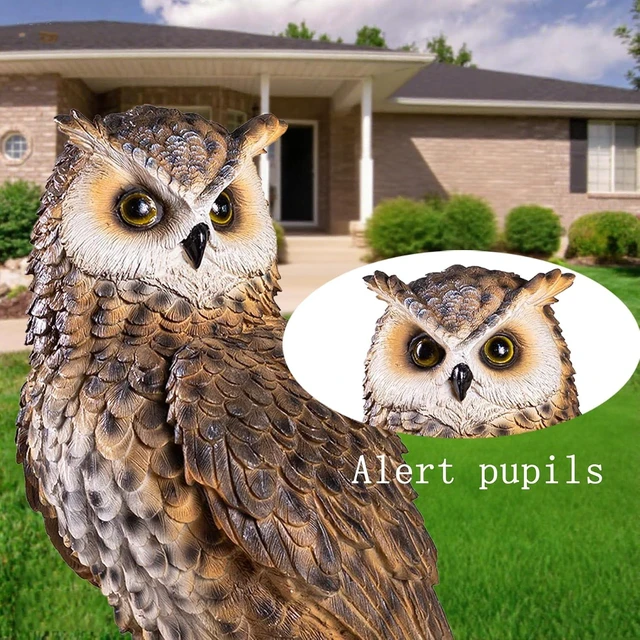 Alt view image 3 of 7 - 13.3 Inch Owl Decoy Outdoor Statue, Ideal for Courtyard, Lawn, Yard & Grassland Decor, Housewarming Gift