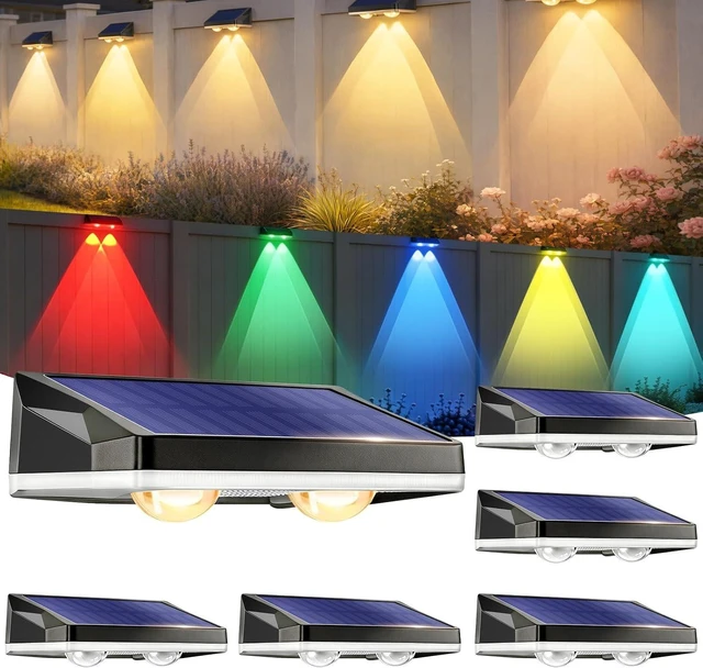 Main image of 6 Pack Solar Fence Lights with 11 Fixed Colors & 2 Color Changing