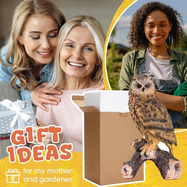 Alt view image 7 of 7 - 13.3 Inch Owl Decoy Outdoor Statue, Ideal for Courtyard, Lawn, Yard & Grassland Decor, Housewarming Gift