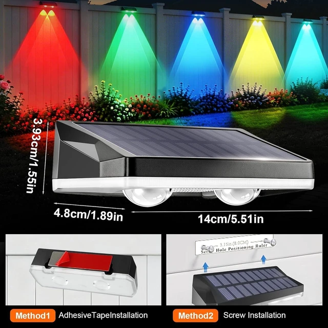 Alt view image 5 of 7 - 6 Pack Solar Fence Lights with 11 Fixed Colors & 2 Color Changing