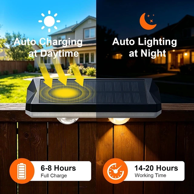 Alt view image 4 of 7 - 6 Pack Solar Fence Lights with 11 Fixed Colors & 2 Color Changing