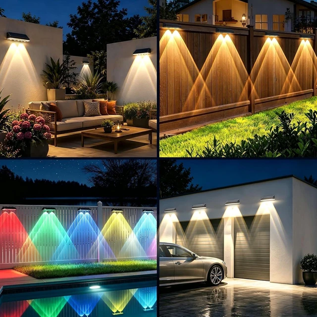 Alt view image 7 of 7 - 6 Pack Solar Fence Lights with 11 Fixed Colors & 2 Color Changing