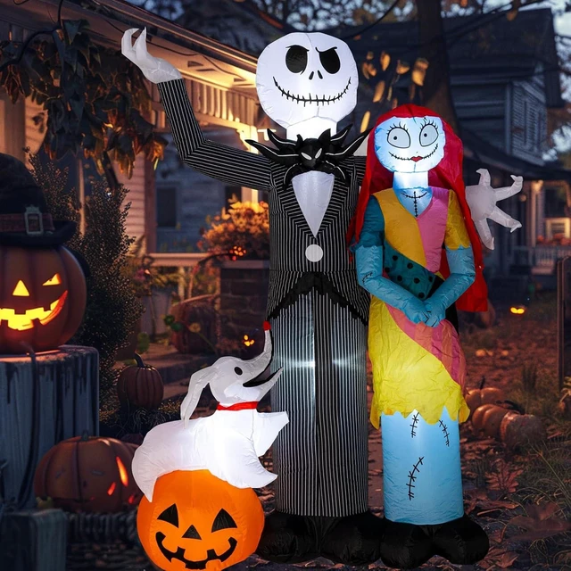 Alt view image 3 of 7 - 6Ft Halloween Inflatable with Skeleton Dog & Pumpkin, Blow-Up with Built-in LED Lights for Yard, Garden & Lawn Decor