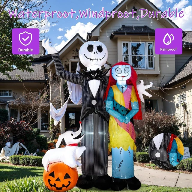 Alt view image 5 of 7 - 6Ft Halloween Inflatable with Skeleton Dog & Pumpkin, Blow-Up with Built-in LED Lights for Yard, Garden & Lawn Decor