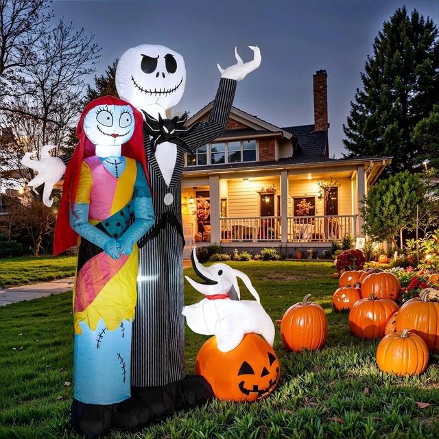 Alt view image 4 of 7 - 6Ft Halloween Inflatable with Skeleton Dog & Pumpkin, Blow-Up with Built-in LED Lights for Yard, Garden & Lawn Decor