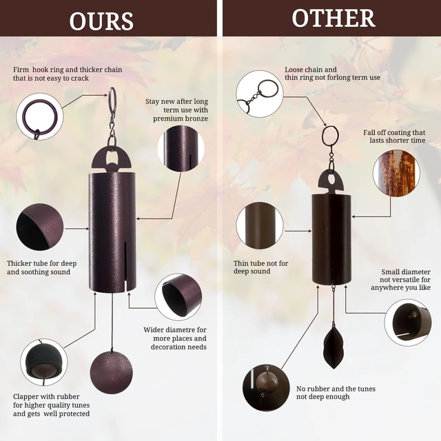 Alt view image 3 of 7 - Deep Tone Wind Chimes for Outside, Heroic Windbell