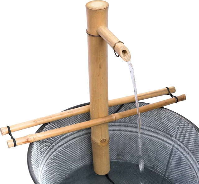 Main image of Large 18" Adjustable Bamboo Zen Fountain Kit with Pump for Bowls, Basins, Ponds & Backyard Gardens, Indoor/Outdoor (Container Not Included)