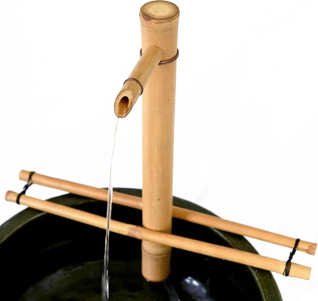Alt view image 3 of 7 - Large 18" Adjustable Bamboo Zen Fountain Kit with Pump for Bowls, Basins, Ponds & Backyard Gardens, Indoor/Outdoor (Container Not Included)