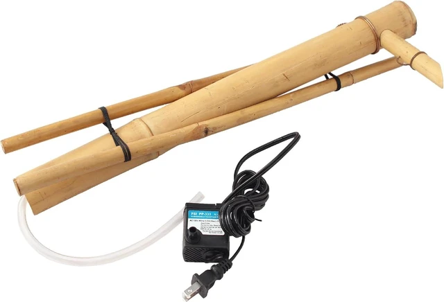 Alt view image 6 of 7 - Large 18" Adjustable Bamboo Zen Fountain Kit with Pump for Bowls, Basins, Ponds & Backyard Gardens, Indoor/Outdoor (Container Not Included)