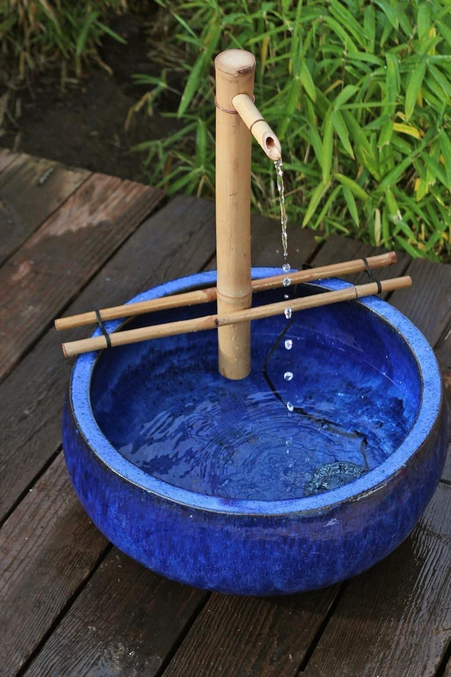 Alt view image 7 of 7 - Large 18" Adjustable Bamboo Zen Fountain Kit with Pump for Bowls, Basins, Ponds & Backyard Gardens, Indoor/Outdoor (Container Not Included)