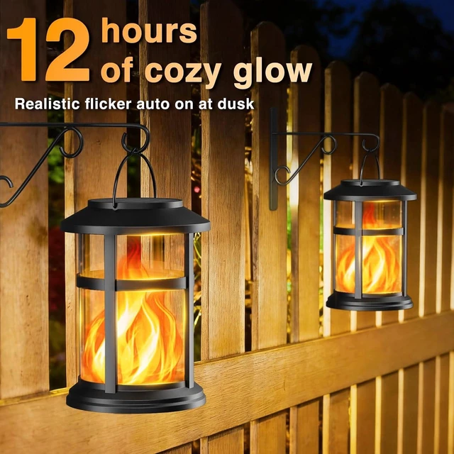 Alt view image 2 of 7 - 4 Pack Waterproof Flickering Flame Solar Lanterns, Outdoor