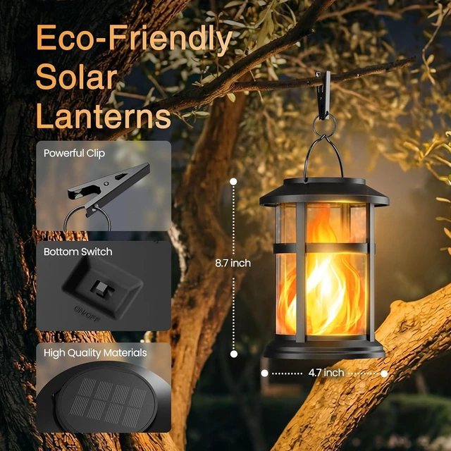 Alt view image 6 of 7 - 4 Pack Waterproof Flickering Flame Solar Lanterns, Outdoor