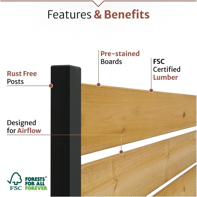 Alt view image 3 of 7 - Enclo Concord Cedar Wood Privacy Screen, No-Dig DIY Kit