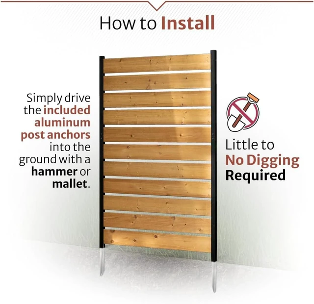 Alt view image 4 of 7 - Enclo Concord Cedar Wood Privacy Screen, No-Dig DIY Kit
