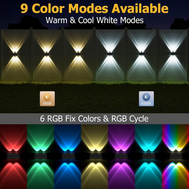 Alt view image 2 of 7 - Waterproof Up & Down Solar Fence Lights, Outdoor