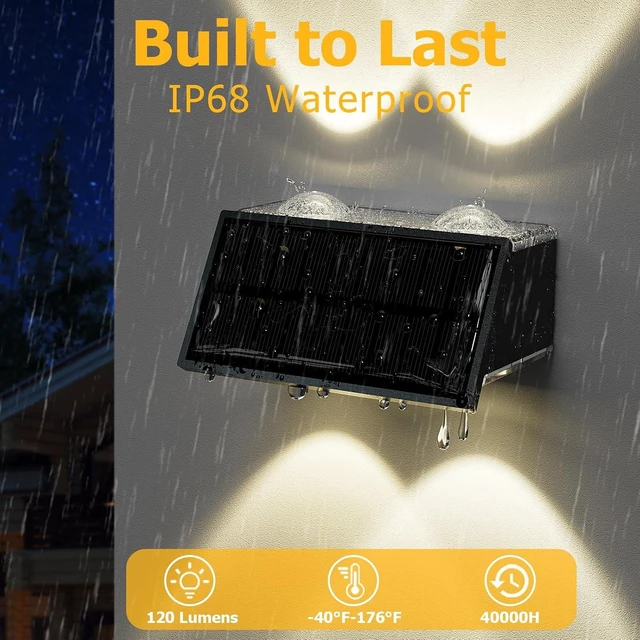 Alt view image 5 of 7 - Waterproof Up & Down Solar Fence Lights, Outdoor