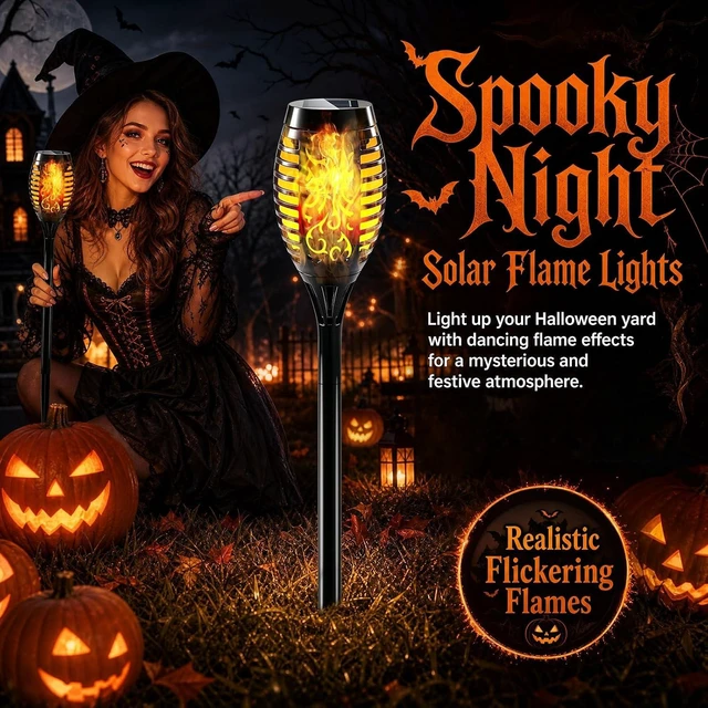 Alt view image 3 of 7 - 16 Pack Mini Solar Torch Lights with Flickering Flames, Outdoor