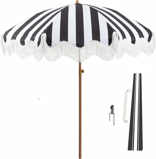 Main image of 6.5FT Boho Fringe Patio Umbrella, Outdoor
