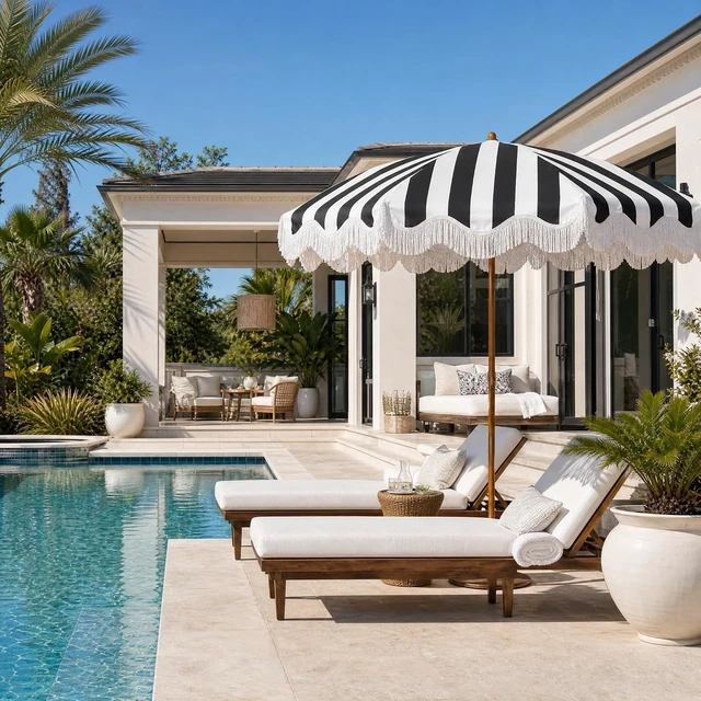 Alt view image 2 of 6 - 6.5FT Boho Fringe Patio Umbrella, Outdoor