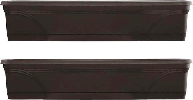 Main image of 2 Pack 36 x 8 Inch Rectangular Garden Box Planters, Black