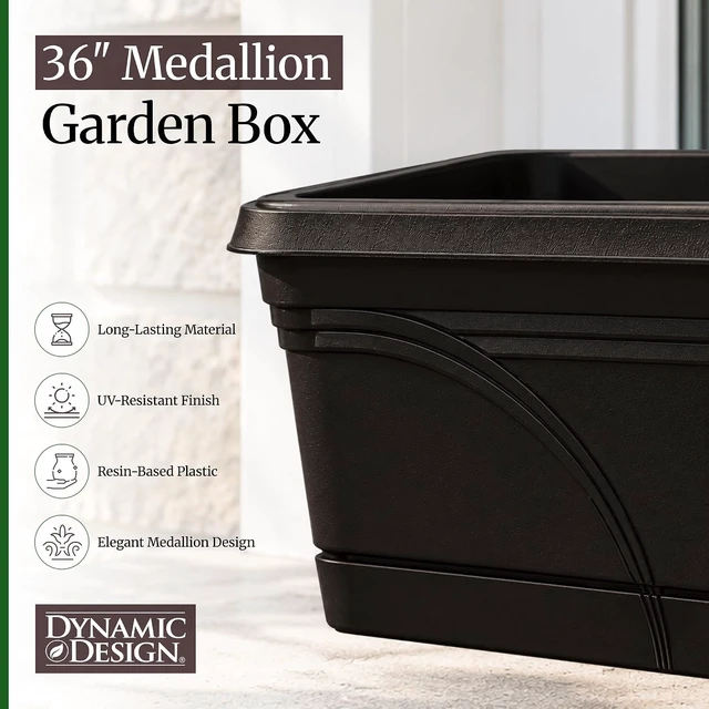 Alt view image 2 of 7 - 2 Pack 36 x 8 Inch Rectangular Garden Box Planters, Black