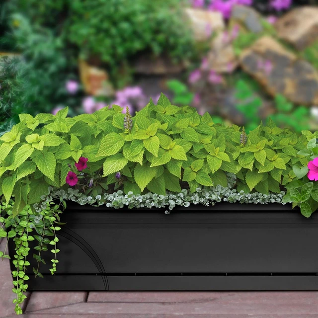 Alt view image 6 of 7 - 2 Pack 36 x 8 Inch Rectangular Garden Box Planters, Black