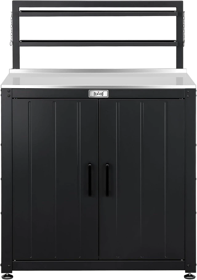 Main image of Outdoor Potting Bench Table & Storage Cabinet, Black