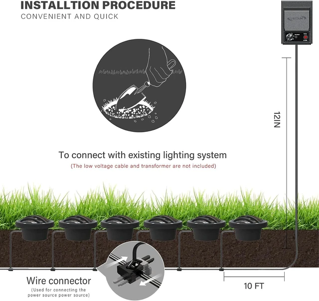 Alt view image 7 of 7 - Malibu 4W LED Low Voltage Well Lights, 12V 200 Lumen In-Ground Deck Light, 2800K Warm White with Connector & Stake for Step, Tree, Patio, Yard & Garden, 1 Pack 8401-3500-01