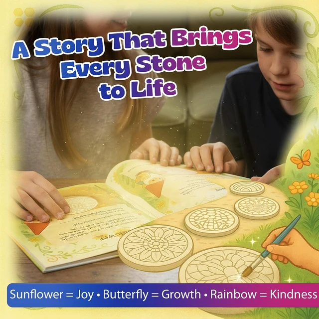 Alt view image 5 of 6 - 5 Mosaic Stepping Stone Kit for Kids with Storybook