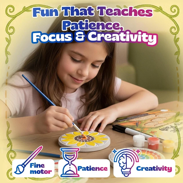 Alt view image 6 of 6 - 5 Mosaic Stepping Stone Kit for Kids with Storybook