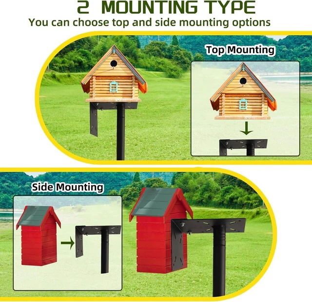 Alt view image 5 of 7 - 92 Inch Heavy Duty Bird Feeder Pole with Squirrel-Proof Baffle, Adjustable Feeding Station with Multi Shepherd Hooks & Metal Trays for Garden Attracting Wild Birds