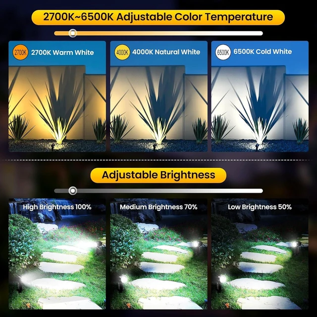 Alt view image 6 of 7 - Dimmable Outdoor Landscape Spotlights 2700-6500K Lighting Kit, 12 Pack