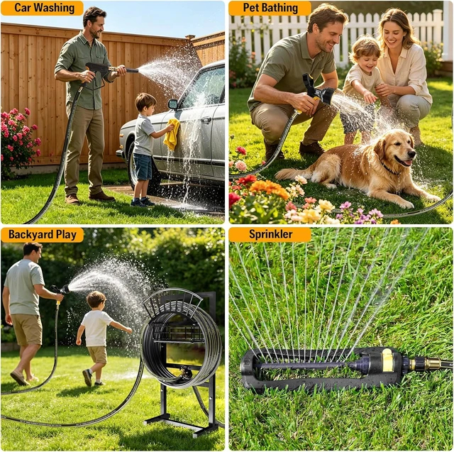 Alt view image 6 of 7 - Freestanding Garden Hose Holder with Brass Faucet