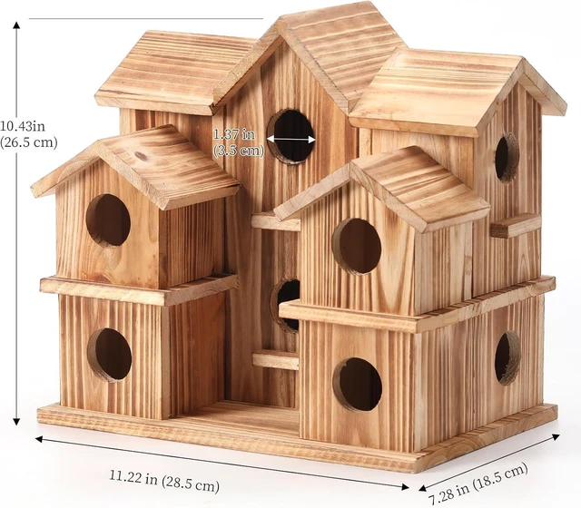Main image of Cedar 10-Hole Hanging Bird House for Outside, 11 x 7 x 9 in Garden Decor