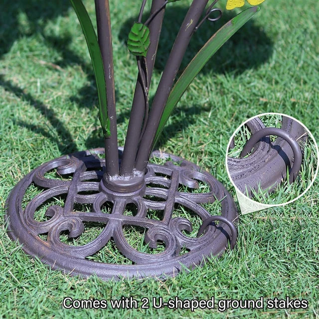 Alt view image 5 of 6 - Cast Iron Pedestal Bird Bath for Outdoors Metal Birdbath & Bird House