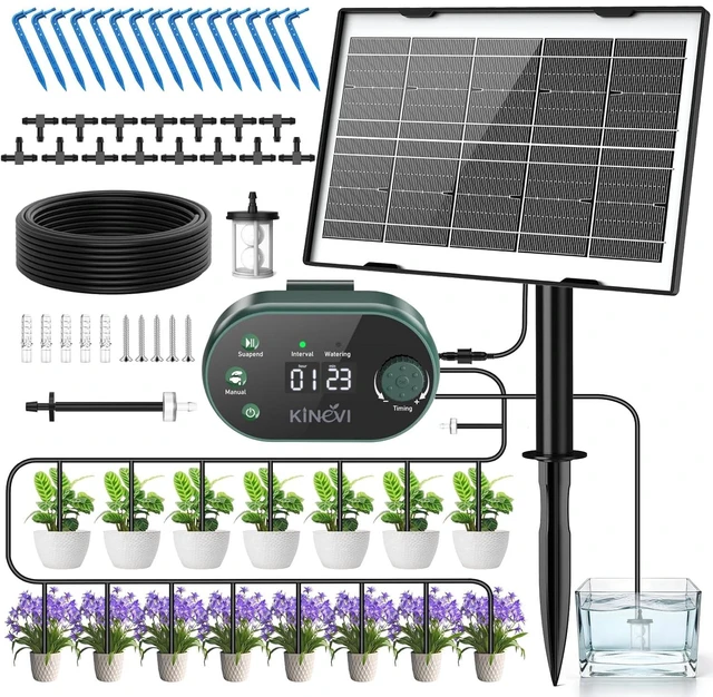 Main image of Solar Drip Irrigation Kit Automatic Plant Waterer for 15 PotsGreen