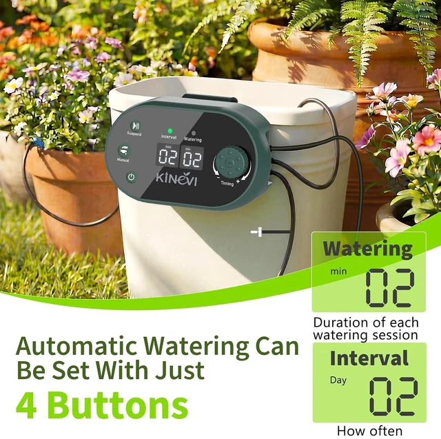 Alt view image 4 of 7 - Solar Drip Irrigation Kit Automatic Plant Waterer for 15 PotsGreen
