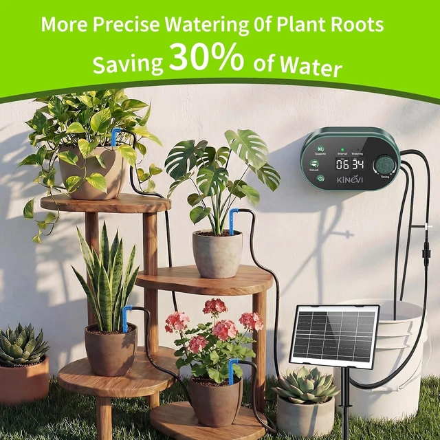 Alt view image 7 of 7 - Solar Drip Irrigation Kit Automatic Plant Waterer for 15 PotsGreen