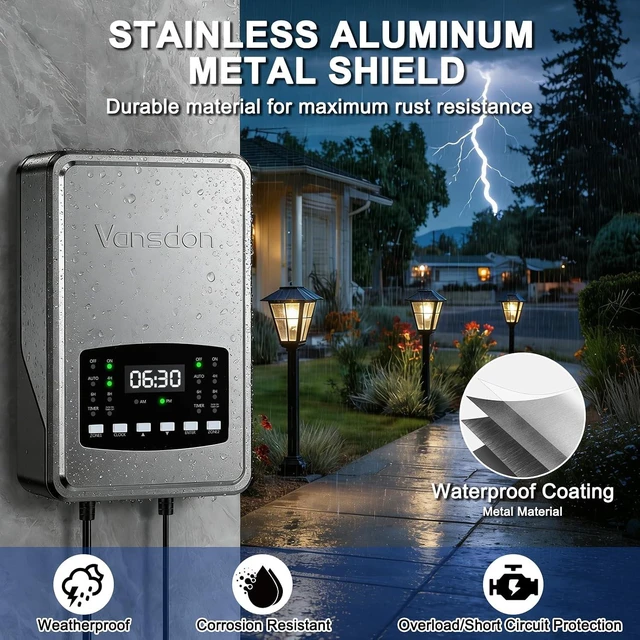 Alt view image 6 of 7 - 300W Low Voltage Landscape Transformer, 2 Zones, 120V AC to 12/14V AC